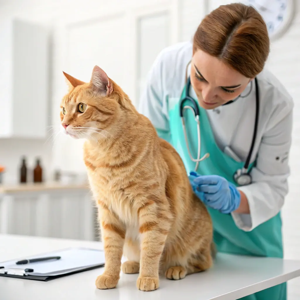 vet examine to the cat