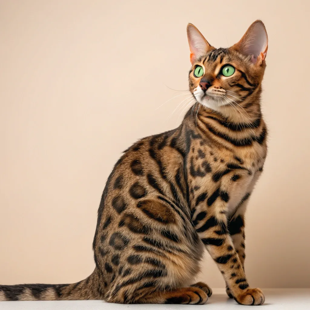 Bengal cat with spotted coat ready for its debut.
