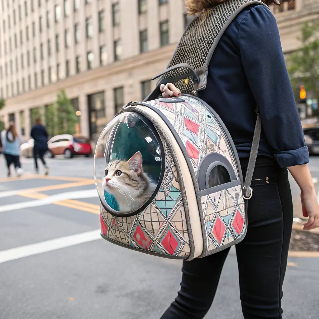 Stylish Munchkin cat carrier with bubble window, perfect for trendy travel