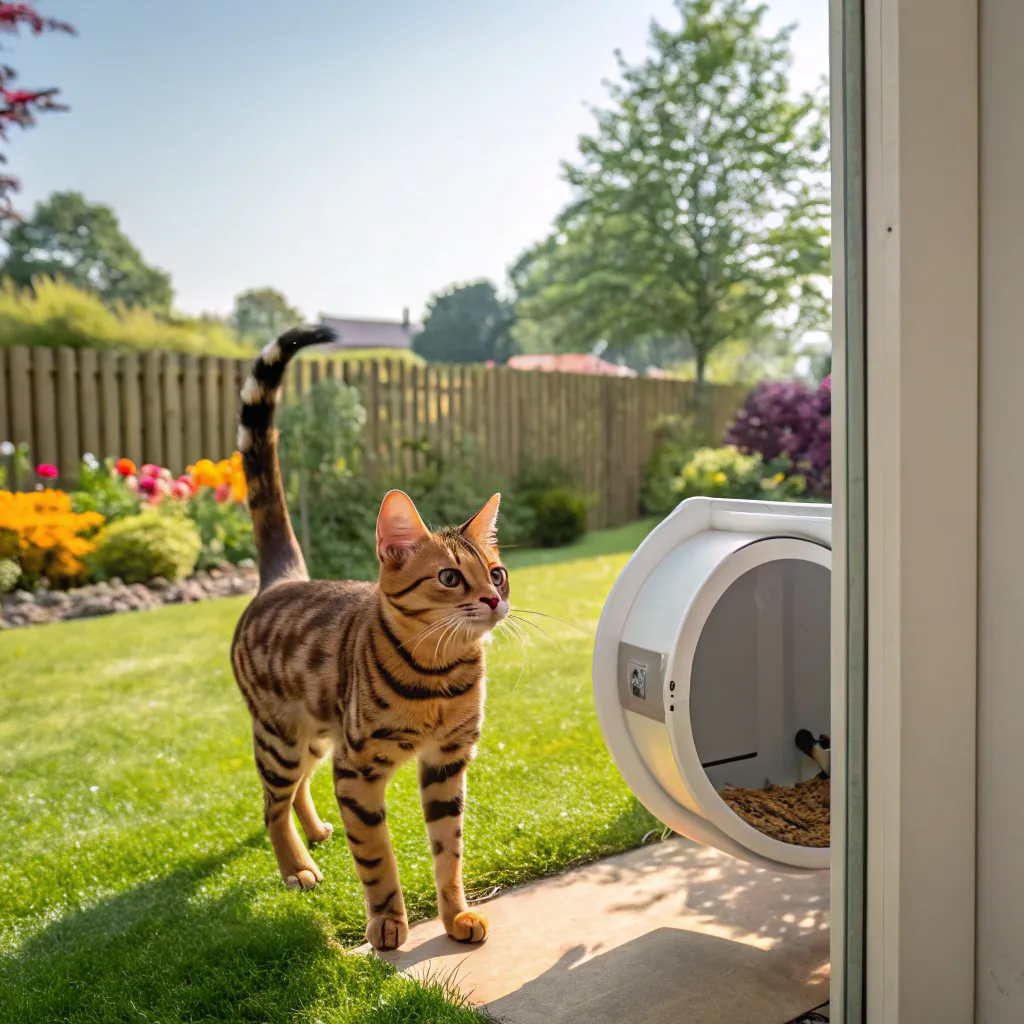 a happy bengal cat standing proudly on the other 1 1