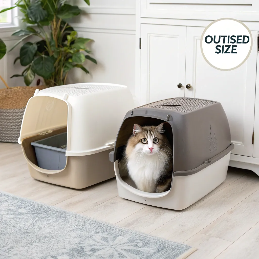 Open and covered litter boxes for Norwegian Forest Cats.