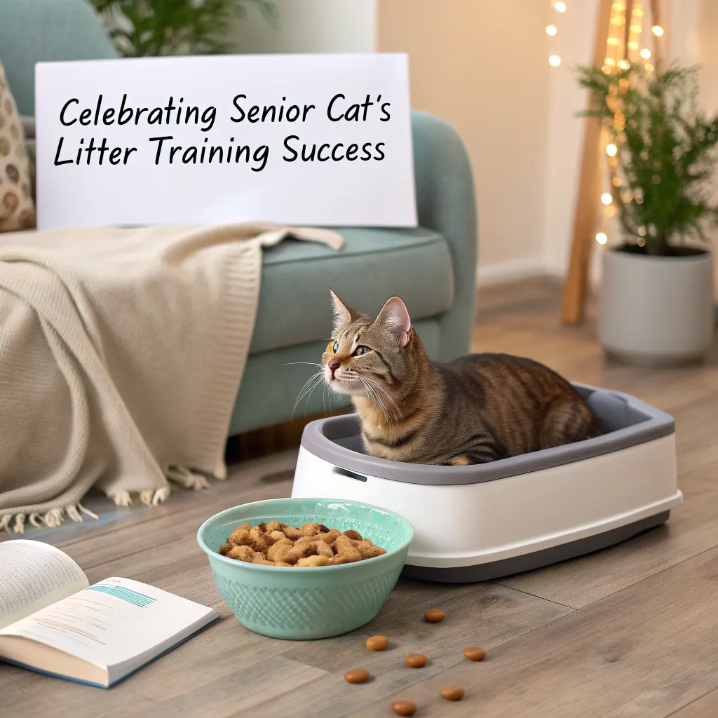 Celebrate your senior cat's litter training success—share and seek expert advice.