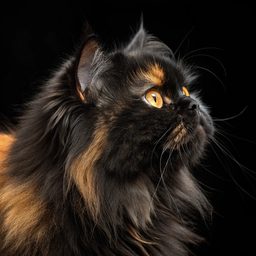 Close-up of black cat fur with brown patches.
