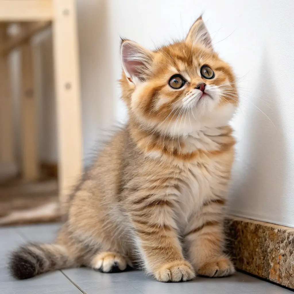 Munchkin cat with short legs playing with a toy.