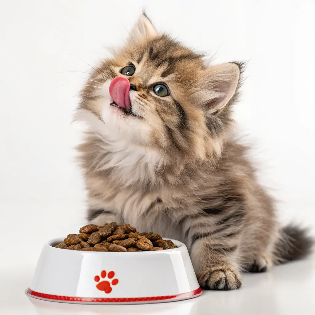 Kitten enjoying Royal Canin wet cat food for optimal nutrition.