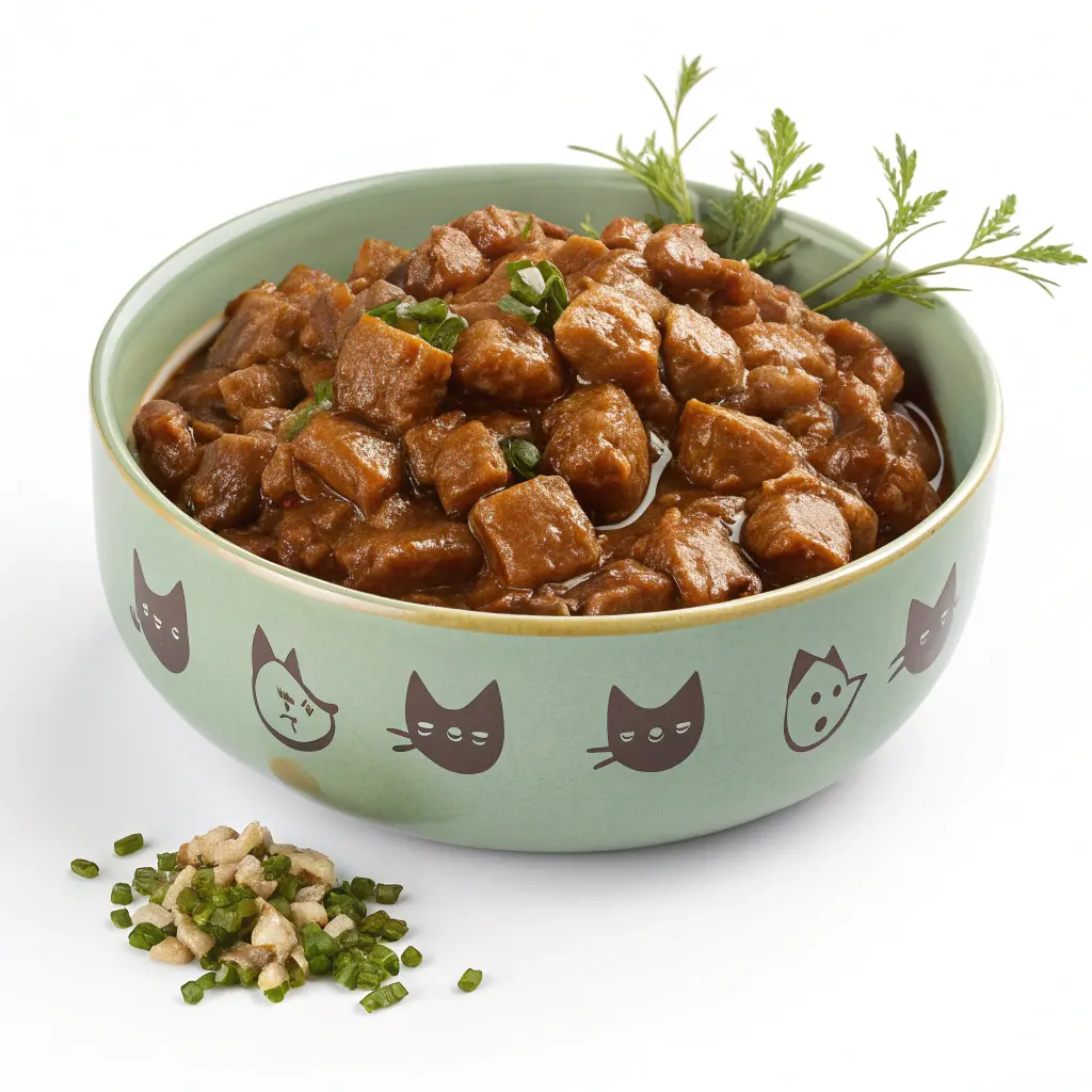  Tiki Cat After Dark wet cat food in a bowl, high-protein and grain-free.