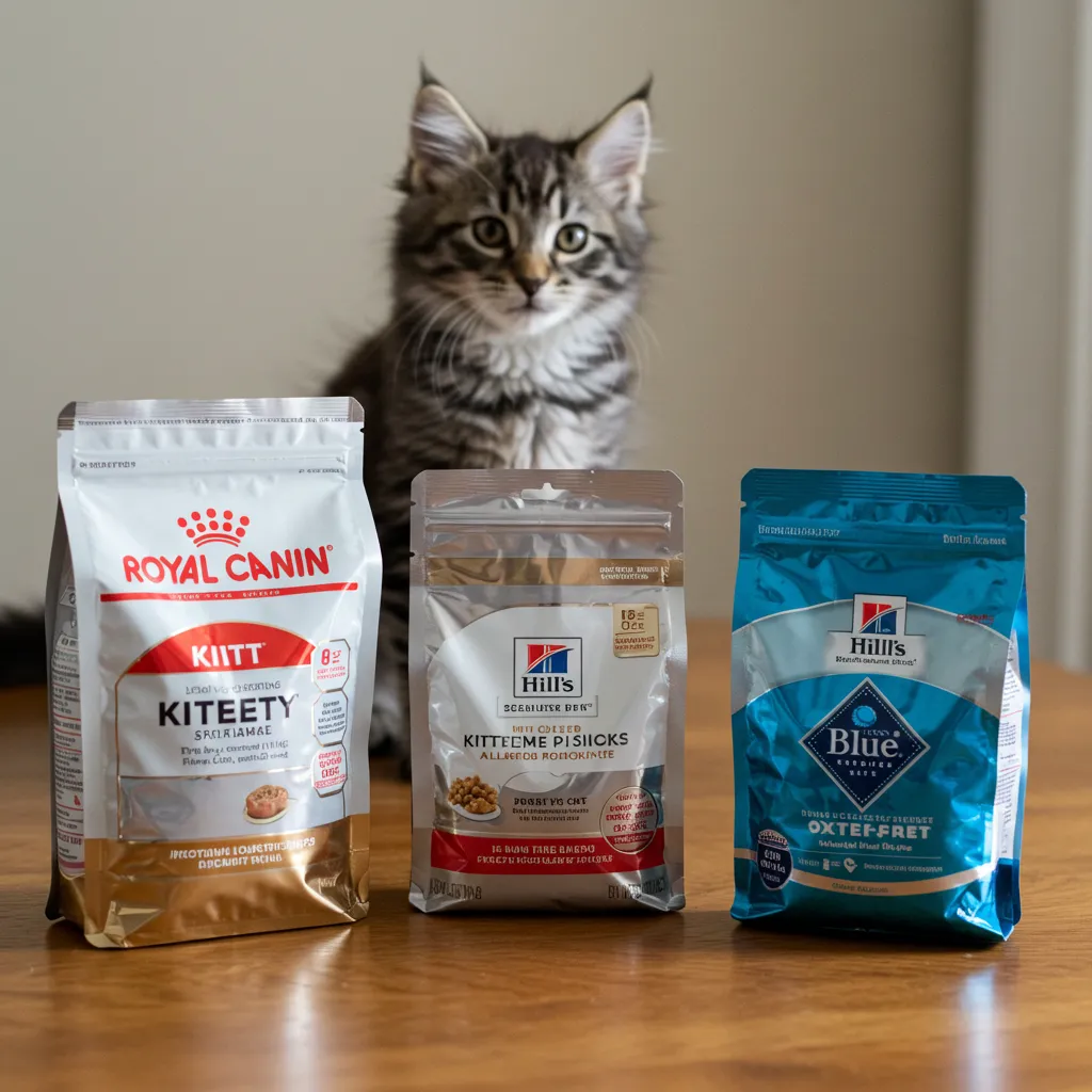 Norwegian Forest kitten with premium kitten food brands.