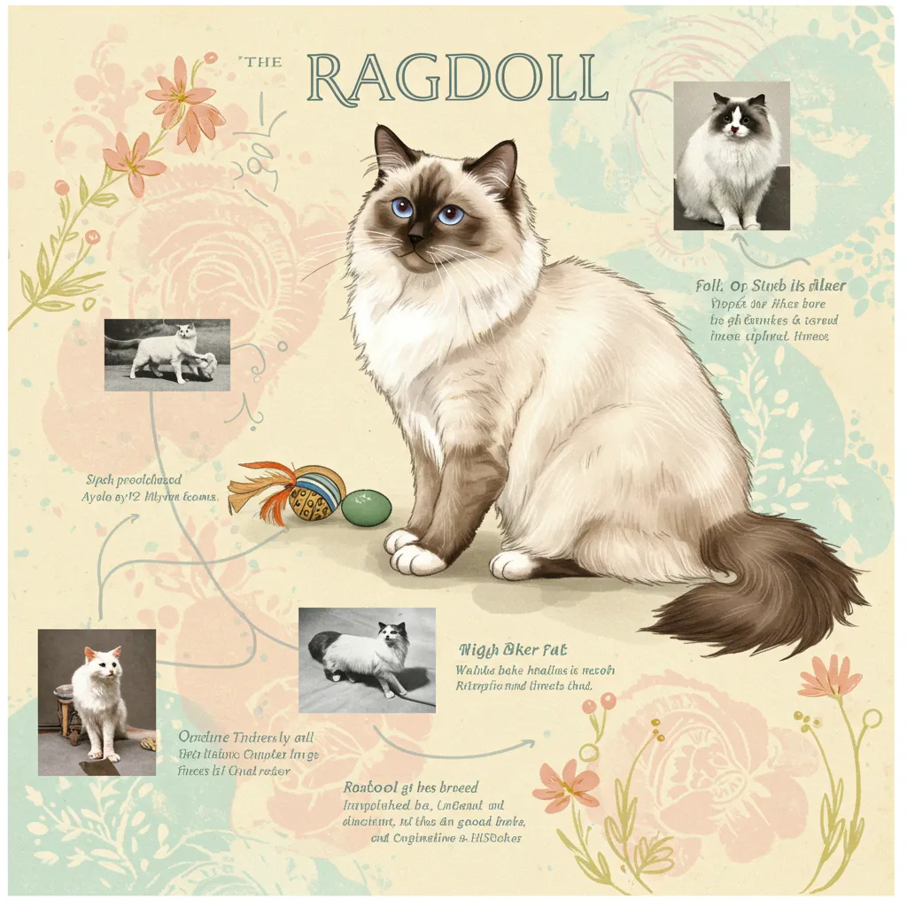 Illustration of Ragdoll cat history, showing a timeline from the 1960s.