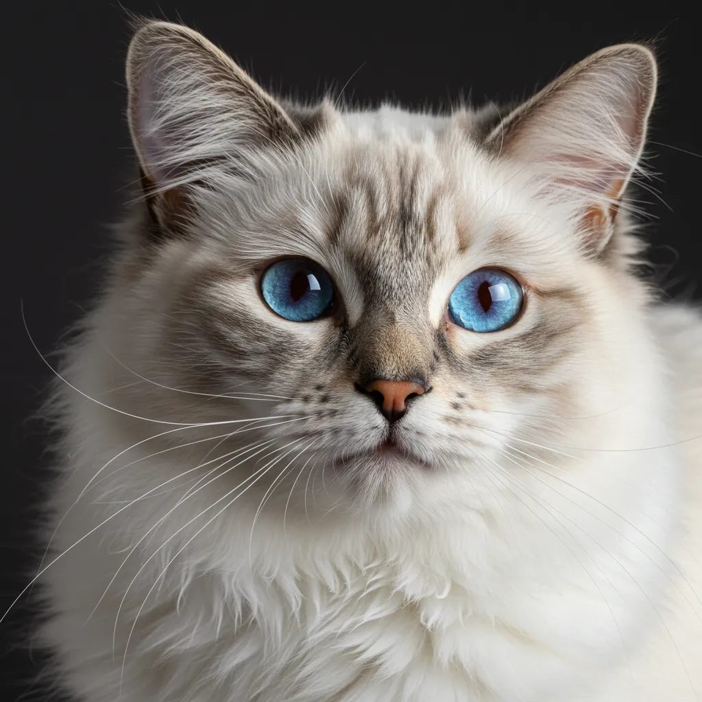 A ragdoll cat with clear blue Watery Eyes looks at the camera.