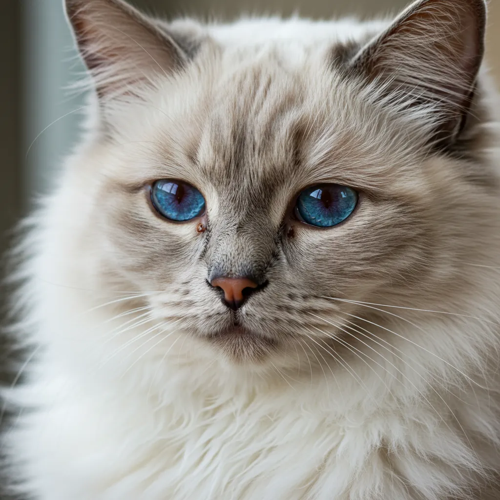  Ragdoll cat with tear stains under eyes.