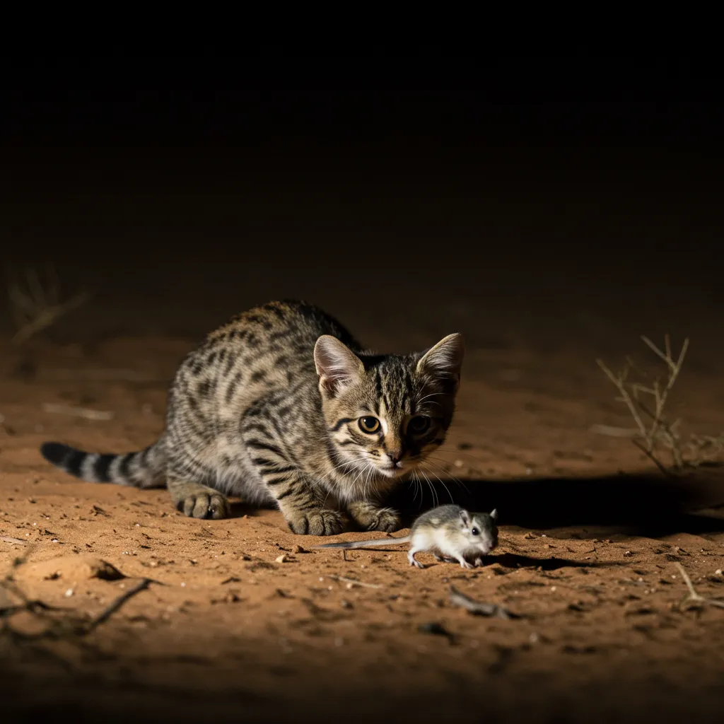 Black-footed cat hunting, showcasing its deadly precision as the most dangerous cat.