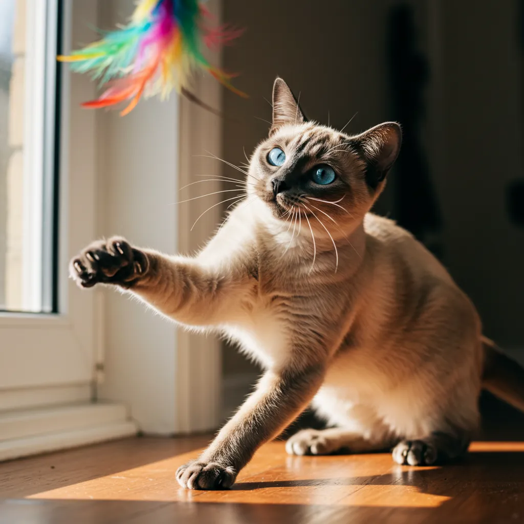  Tonkinese cat with mink coat and aqua eyes.