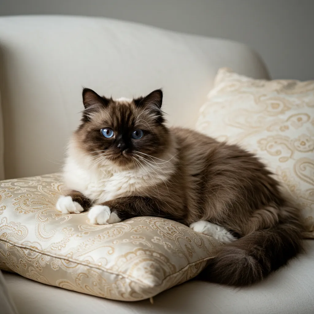 Himalayan cat with a chocolate point coat.