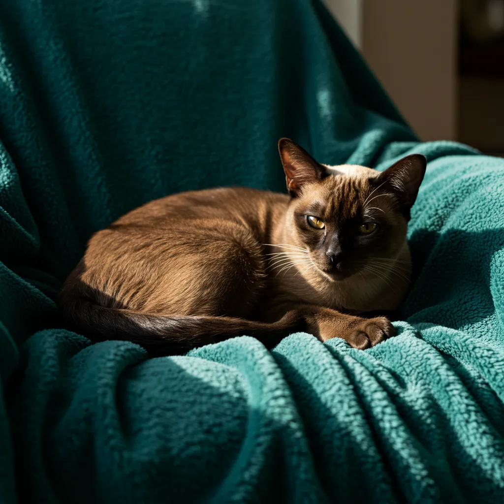 Burmese cat with sable coat.