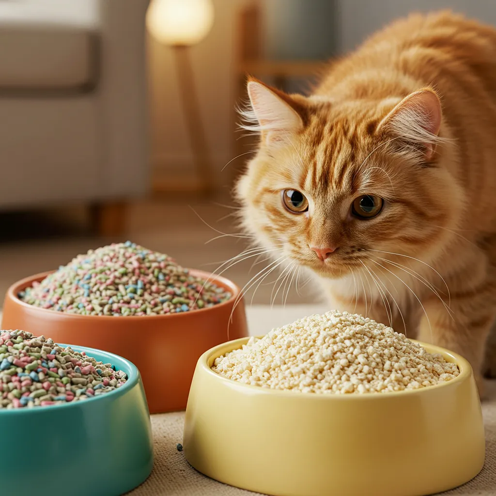  Eco-friendly cat litter alternatives like paper and pine pellets.