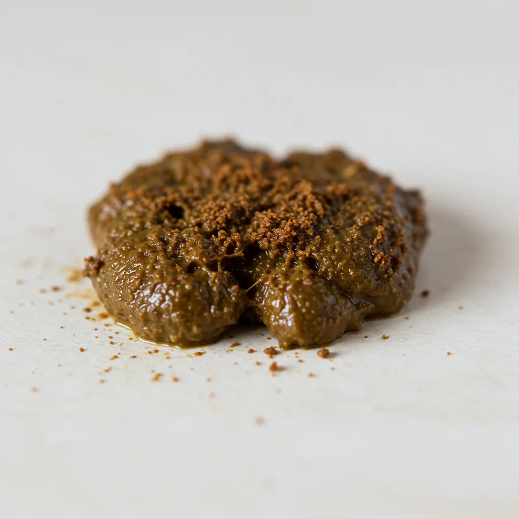 Brown liquid cat vomiting resembling coffee grounds.