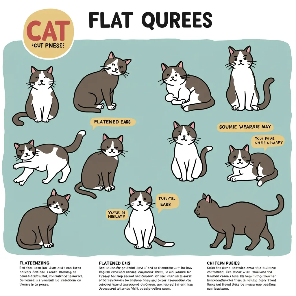  Chart decoding cat body language meaning with stress signs like flattened ears and tucked tail.