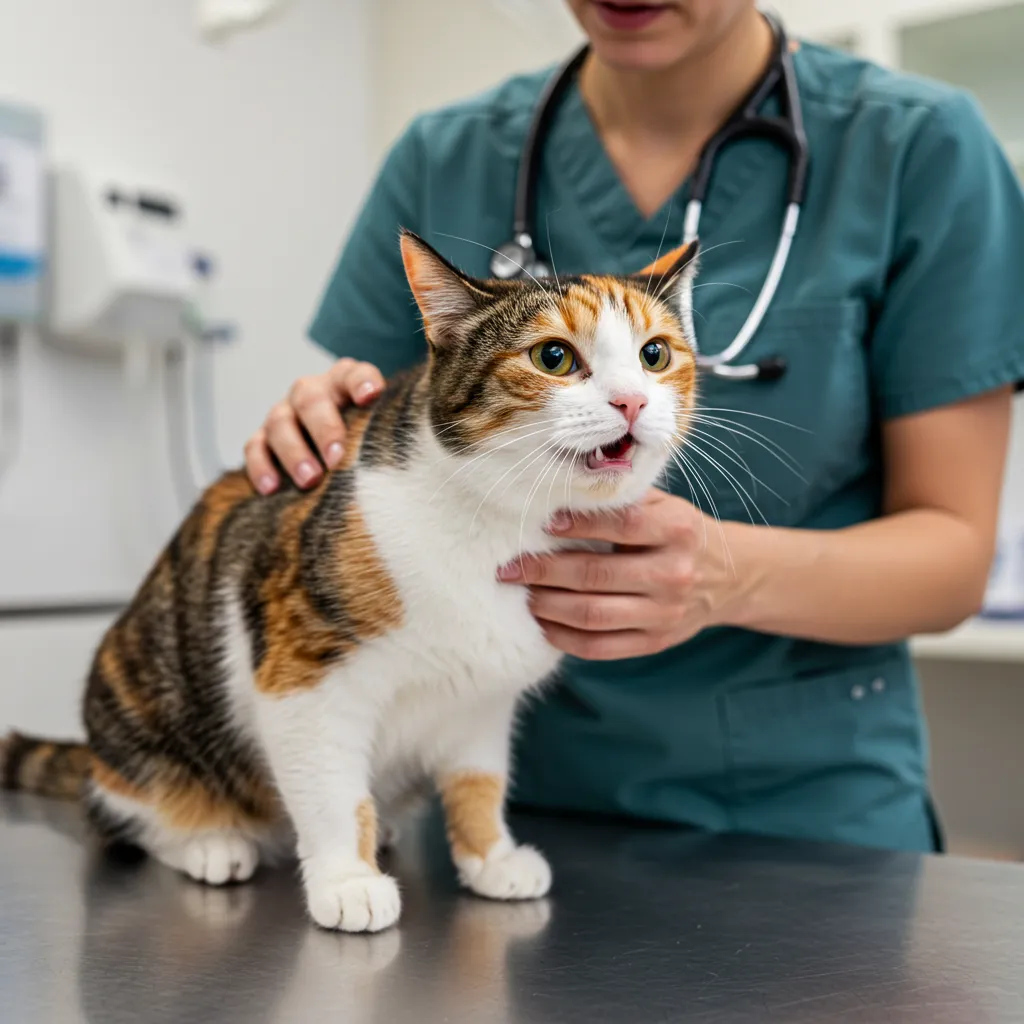 Cat with open-mouth breathing needing urgent vet care.