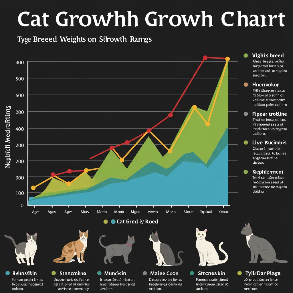 Cat growth chart comparing weight ranges for different breeds.
