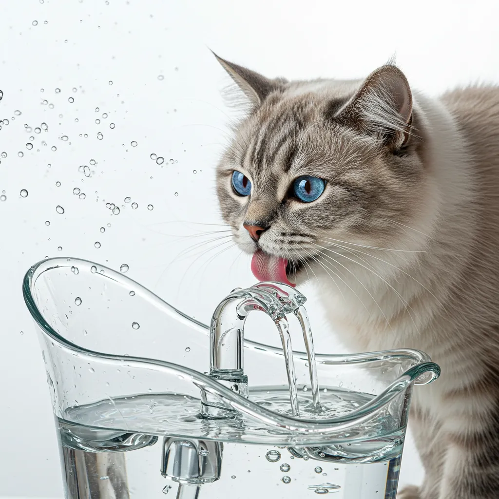Cat drinking from a pet water fountain, illustrating healthy hydration habits.