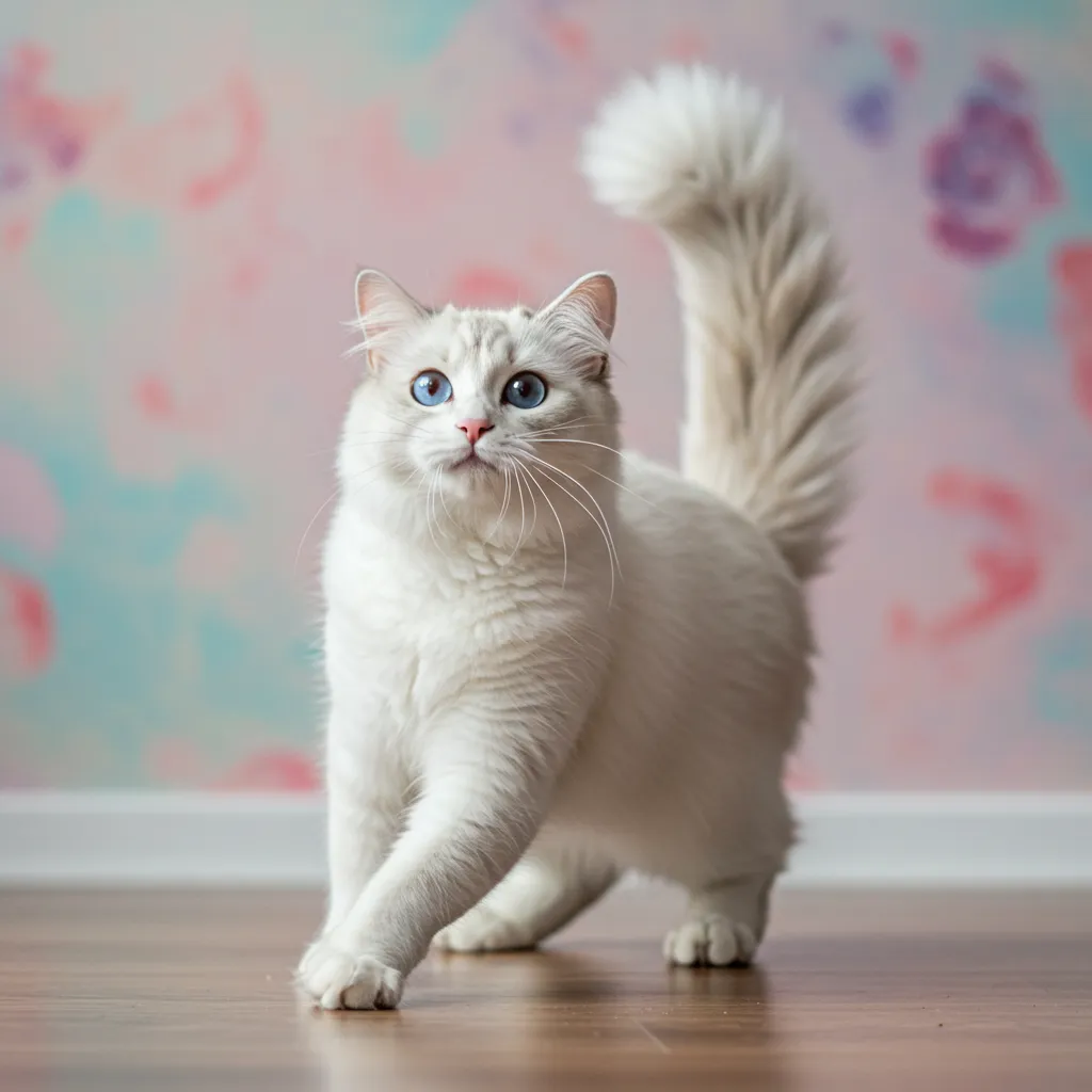 Cat spinning while chasing tail playfully.