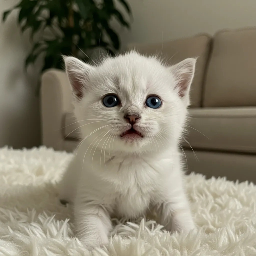 New cat meowing in a cozy living room, showcasing vocal behavior in a new home.
