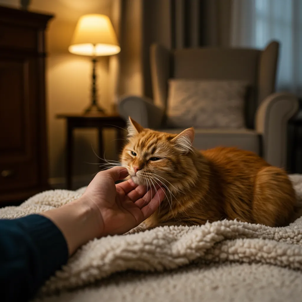 My Cat Sit Next to Me 2 Cat head-butting owner, demonstrating cat affection signs and feline bonding.