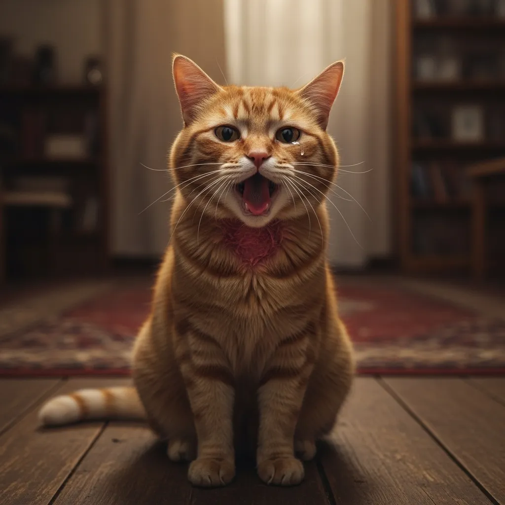 Why Is My Cat's Voice Hoarse 3 Cat showing signs of throat trauma causing hoarse meow.