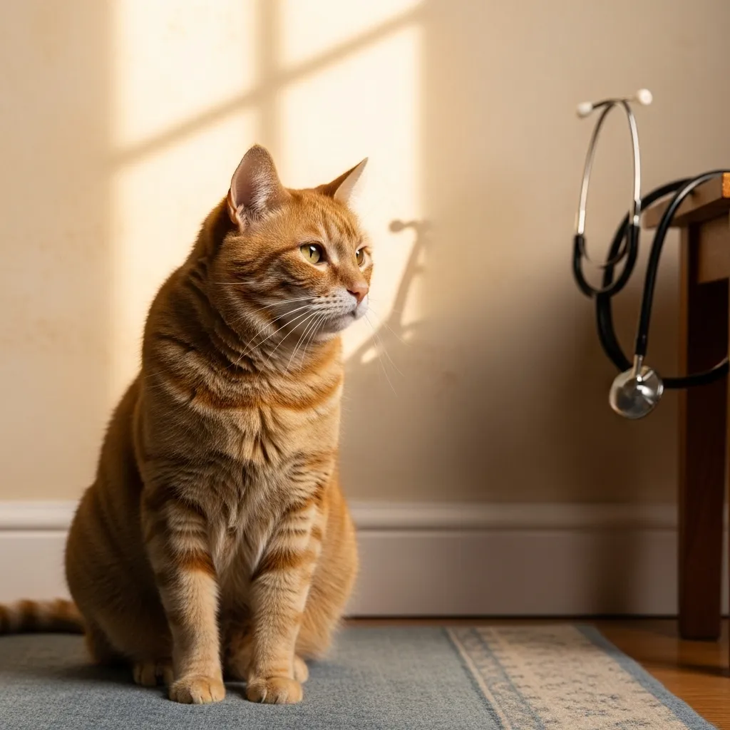 Senior cat gazing at a wall, suggesting potential health-related behavior like cognitive dysfunction.