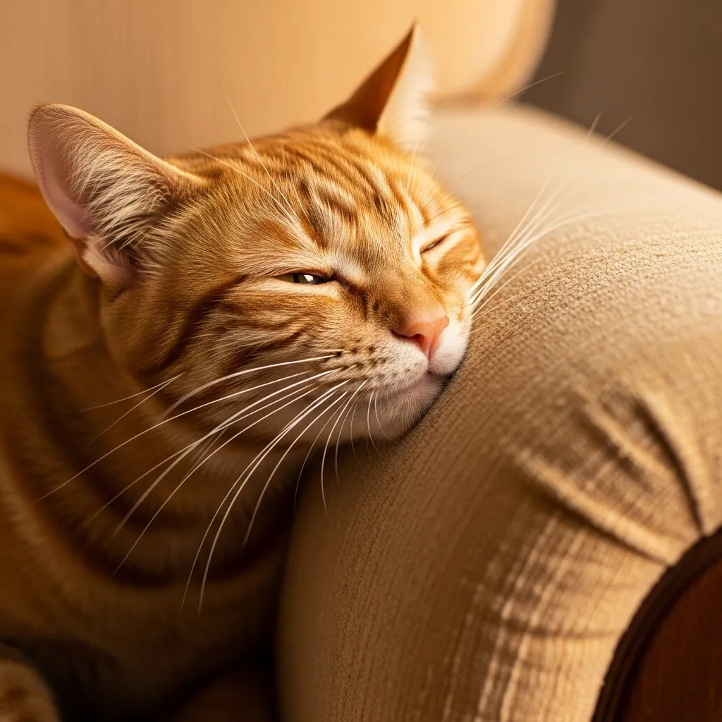 Cat rubbing on chair to mix scent with owner, showing feline territorial behavior.