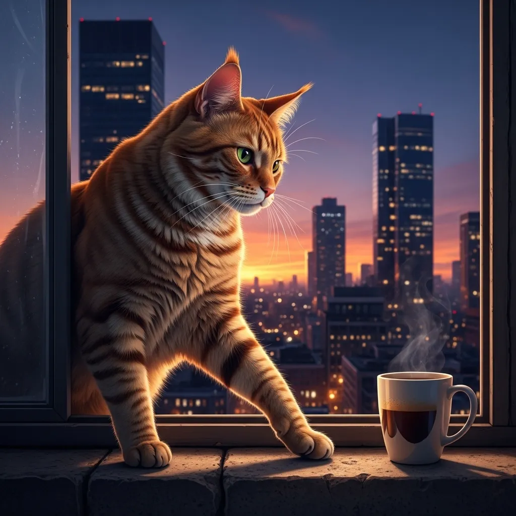 Confident tom cat on a windowsill, highlighting tom cat characteristics.