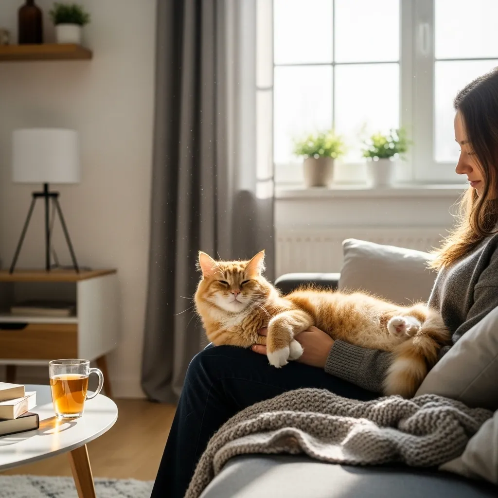 Happy neutered cat enjoying a stress-free life.