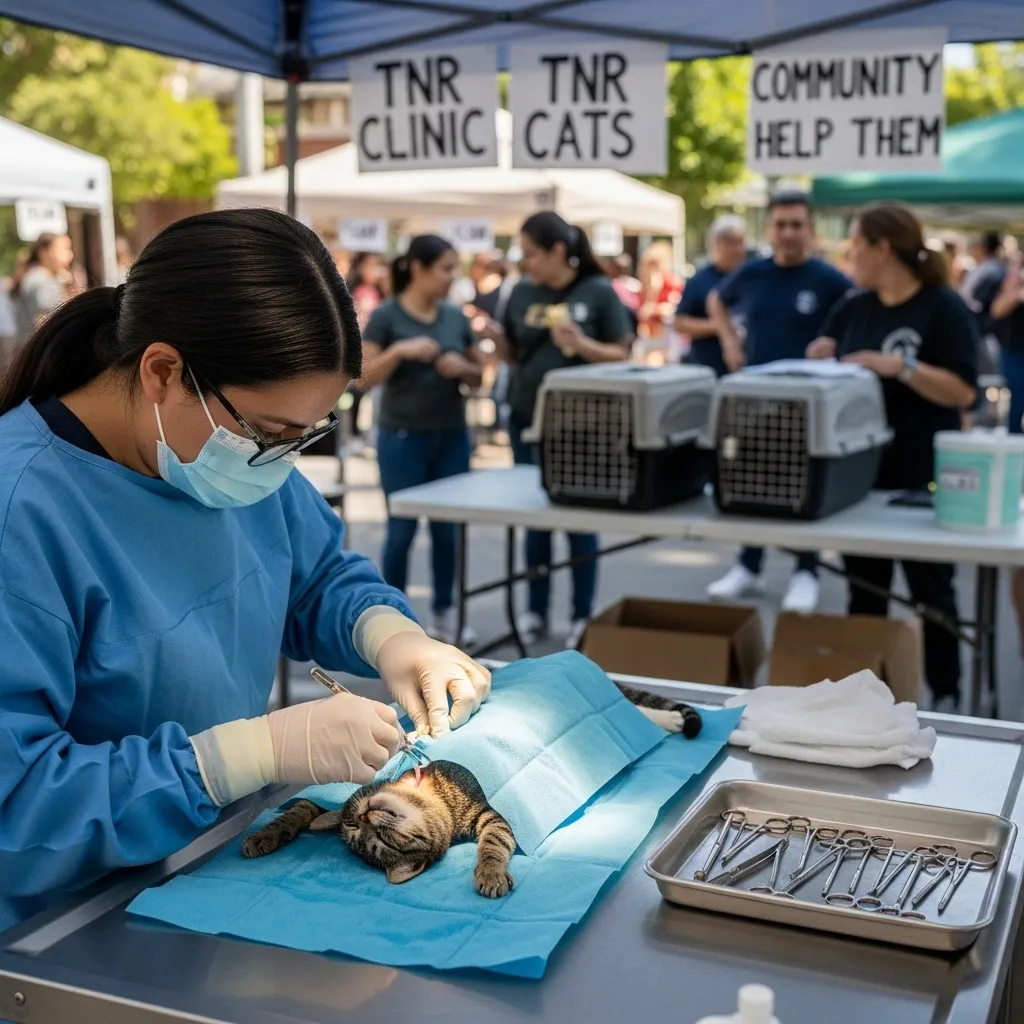 Volunteer supporting TNR to control feral cat populations.