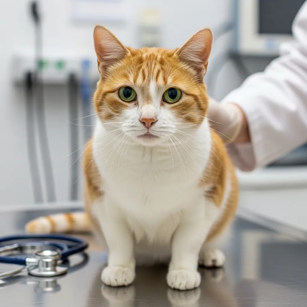 Senior cat at a vet visit, highlighting the importance of regular senior cat wellness exams.