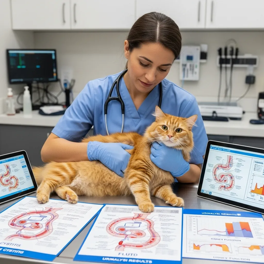 Veterinarian checking a cat for dehydration-related health issues.