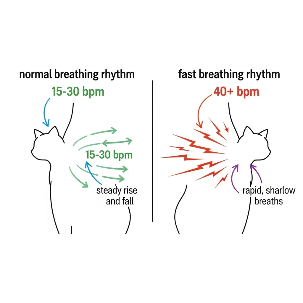 Cat Breathing Fast 3 Normal respiratory rate for cats diagram: 15-30 breaths per minute"
