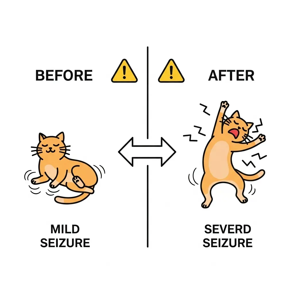 Mild vs severe cat seizures types illustration
