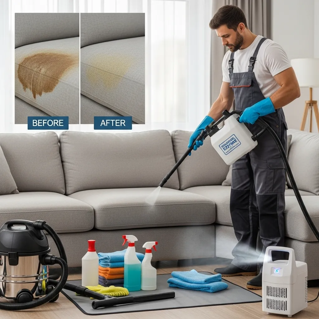 Professional cleaning for persistent cat urine odor on couch"