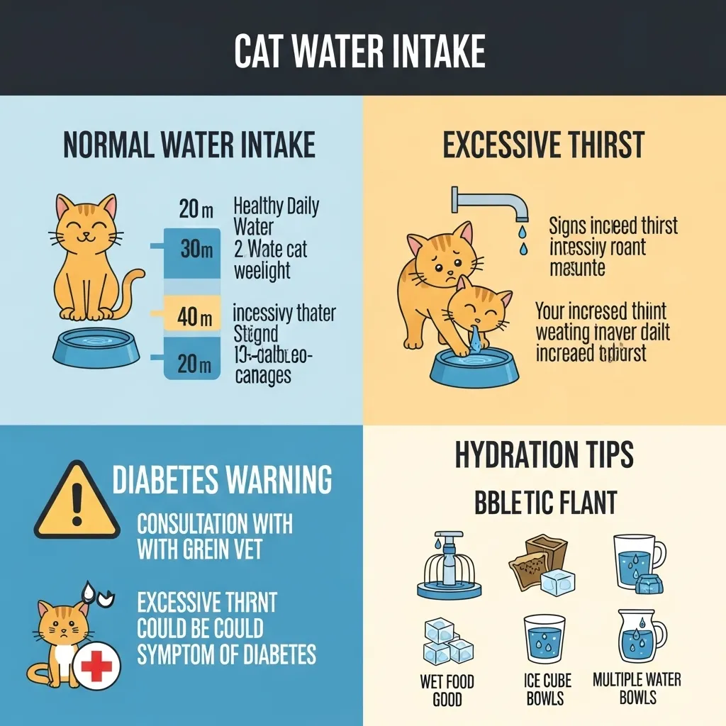 Normal water intake for cats - cat excessive thirst signs infographic