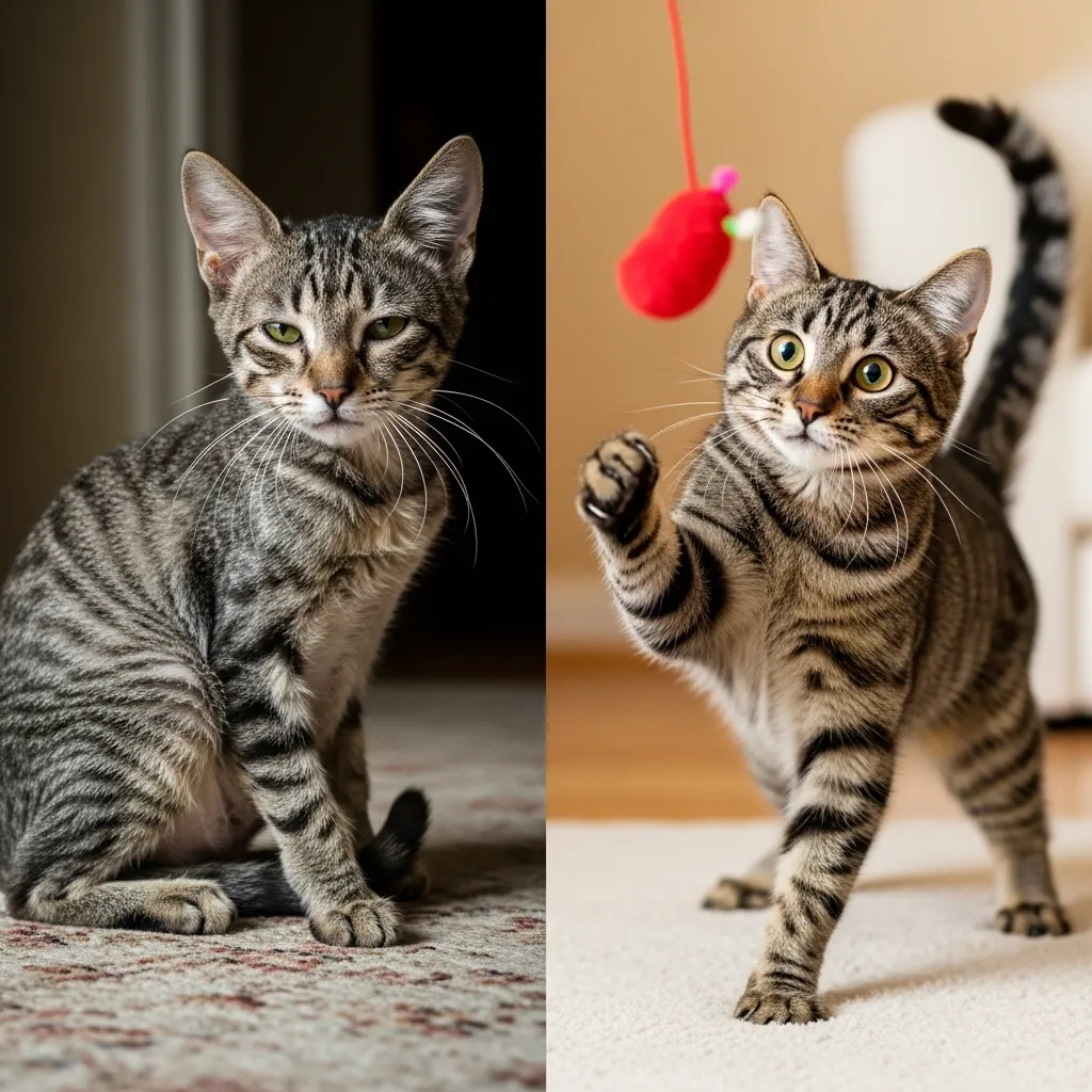 Symptoms of worms in cats before and after deworming treatment