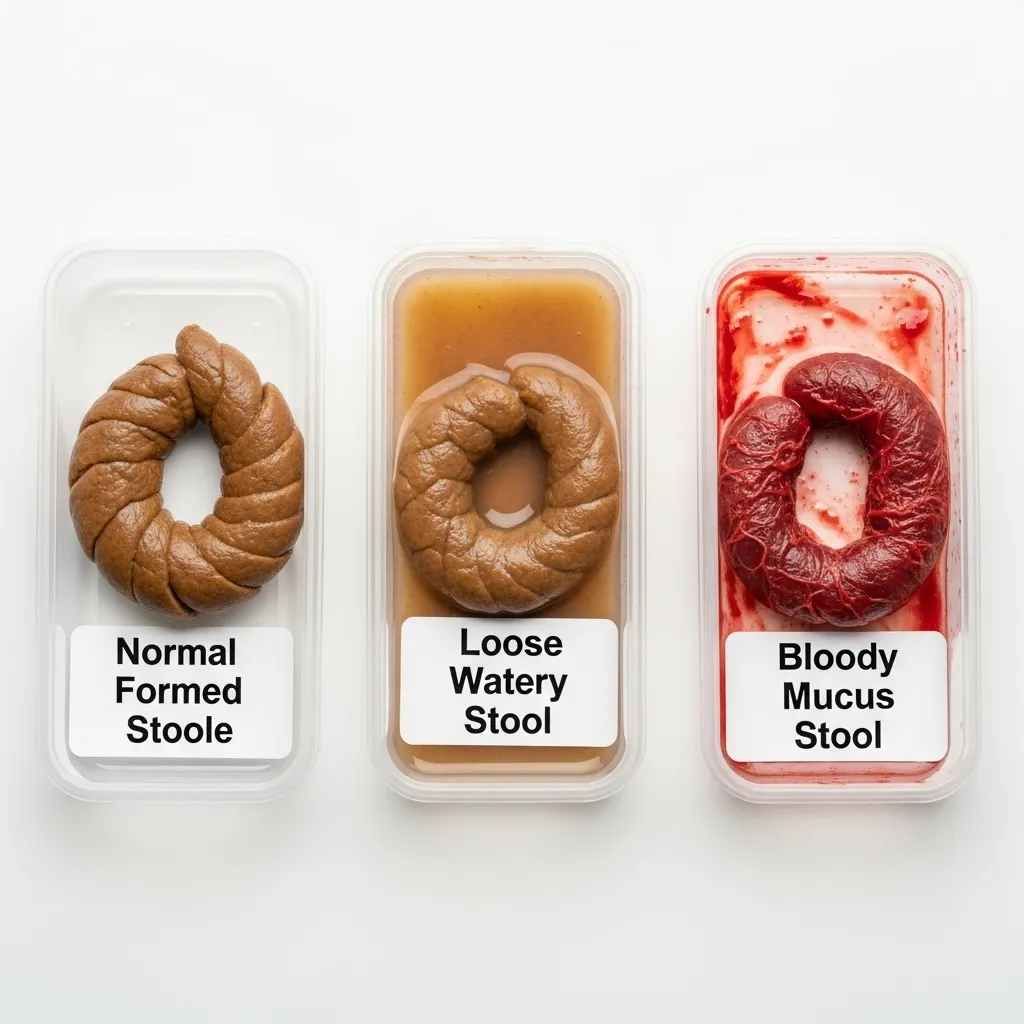 Cat stool types: normal vs diarrhea with blood and mucus