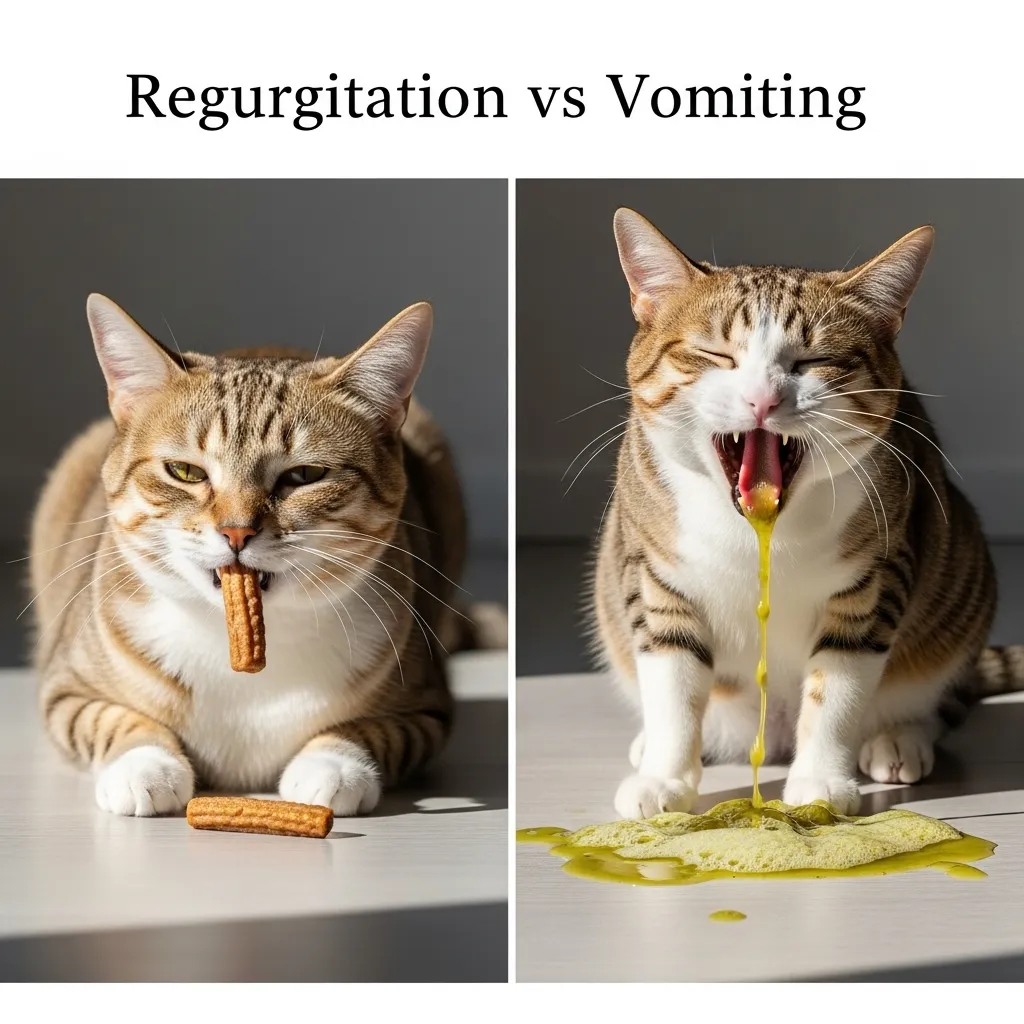 Cat regurgitation vs vomiting comparison char