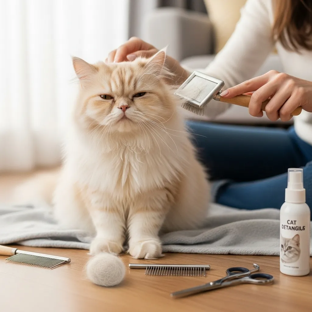 Grooming prevents cat vomiting hairballs