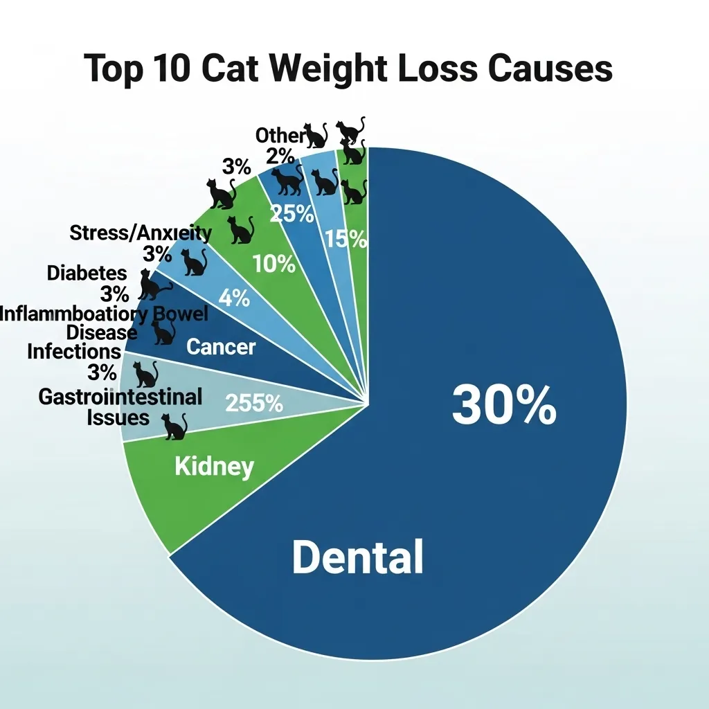 Top 10 cat weight loss causes pie chart by frequency