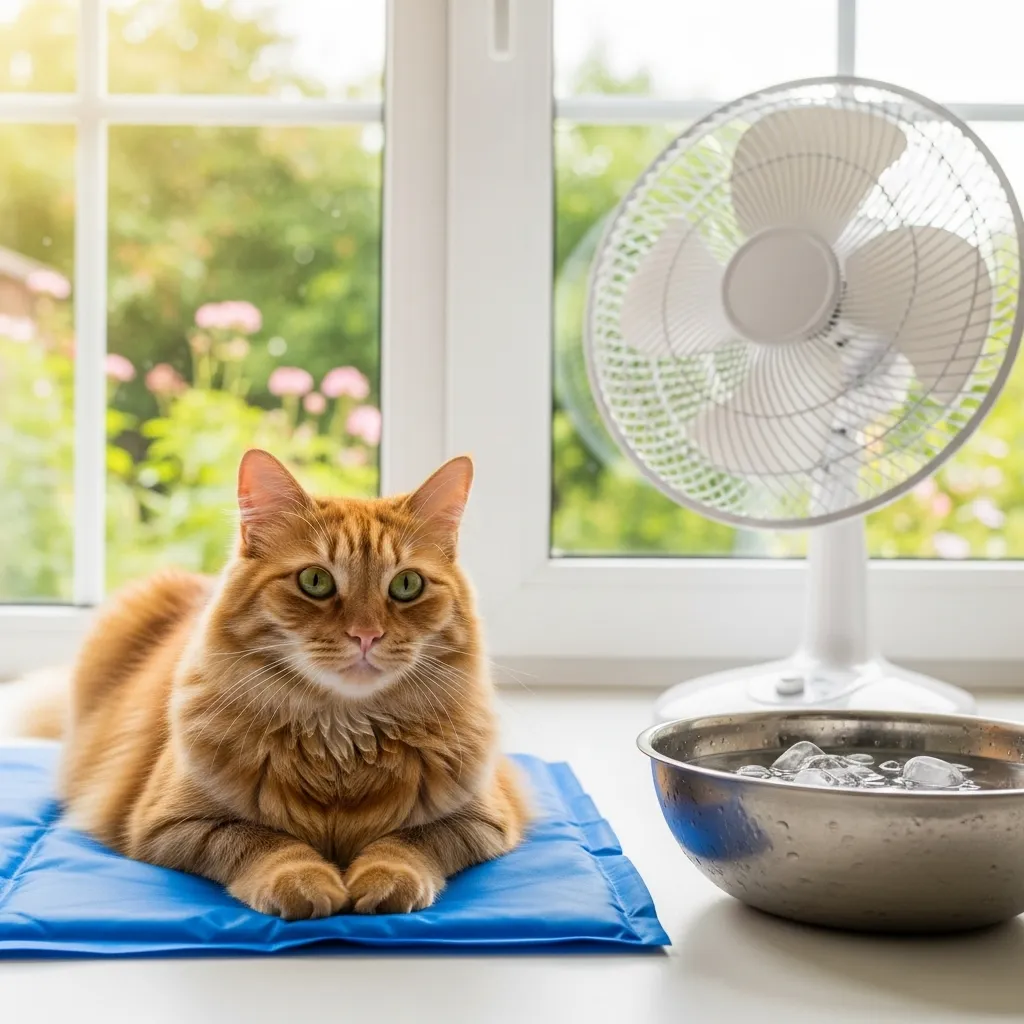 Cat on cooling mat - how to keep cats cool in summer