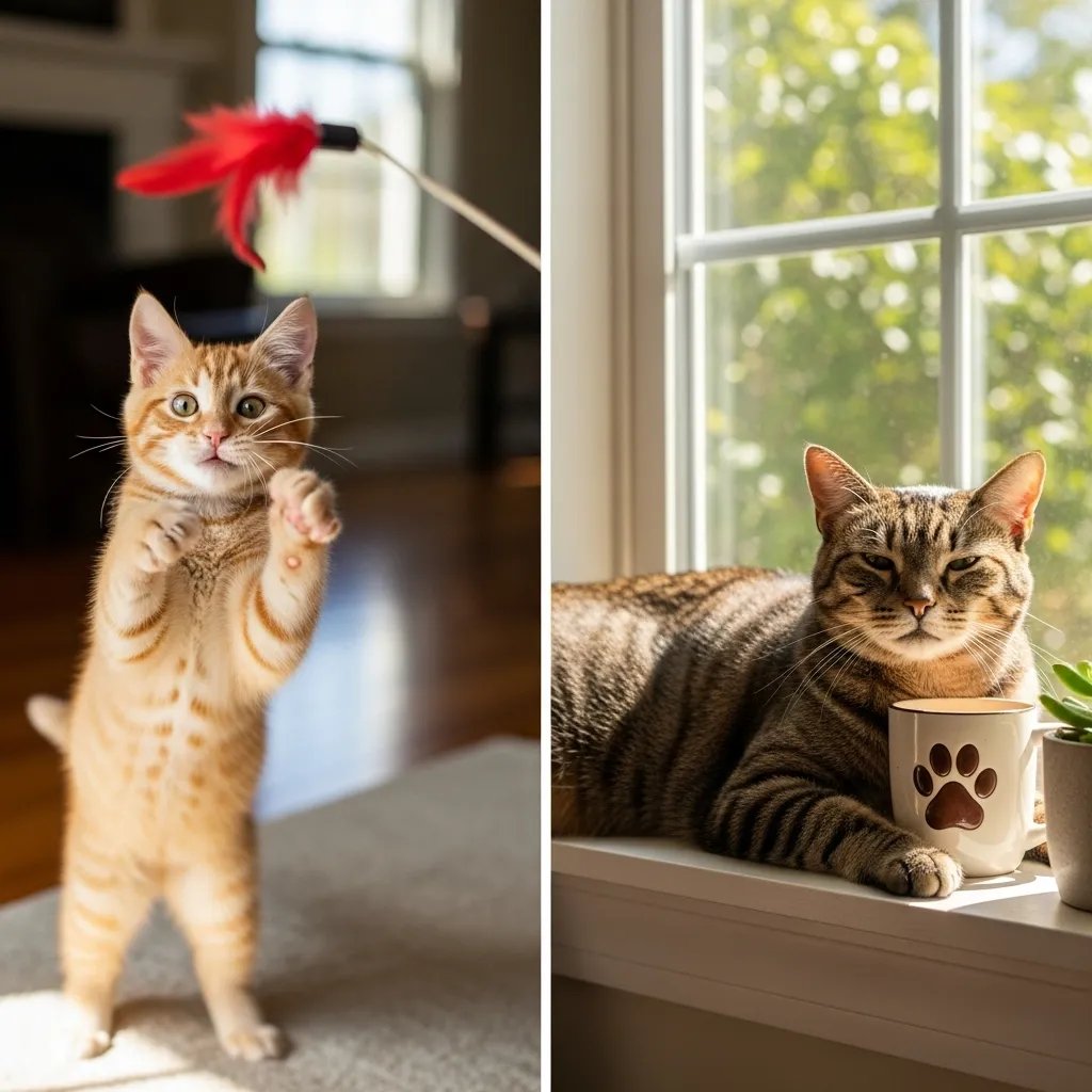 Kitten and senior cat showcasing age-related heart rate differences