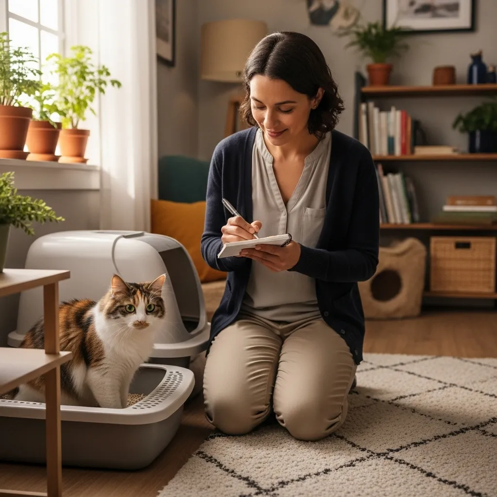Cat behaviorist assessing feline litter box issues.