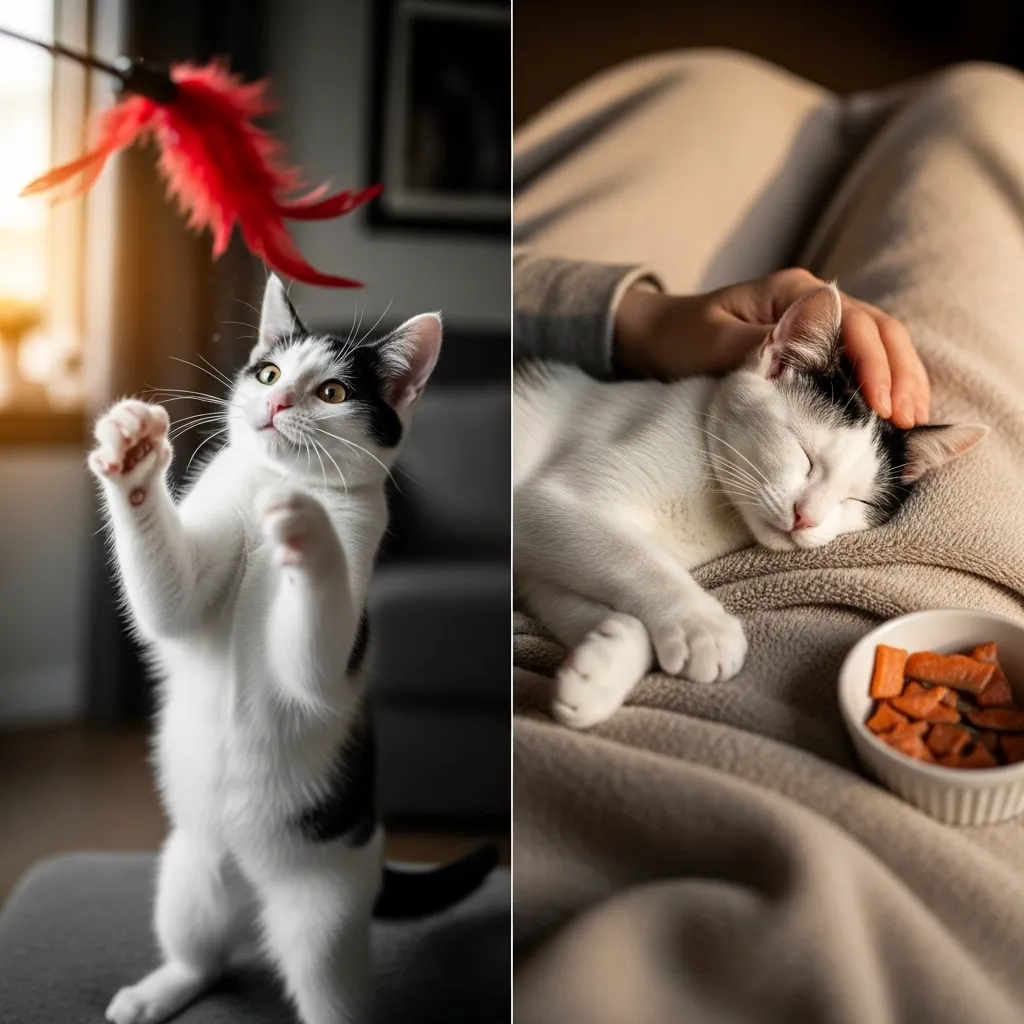 How to calm a cat before measuring – play, treat, relax