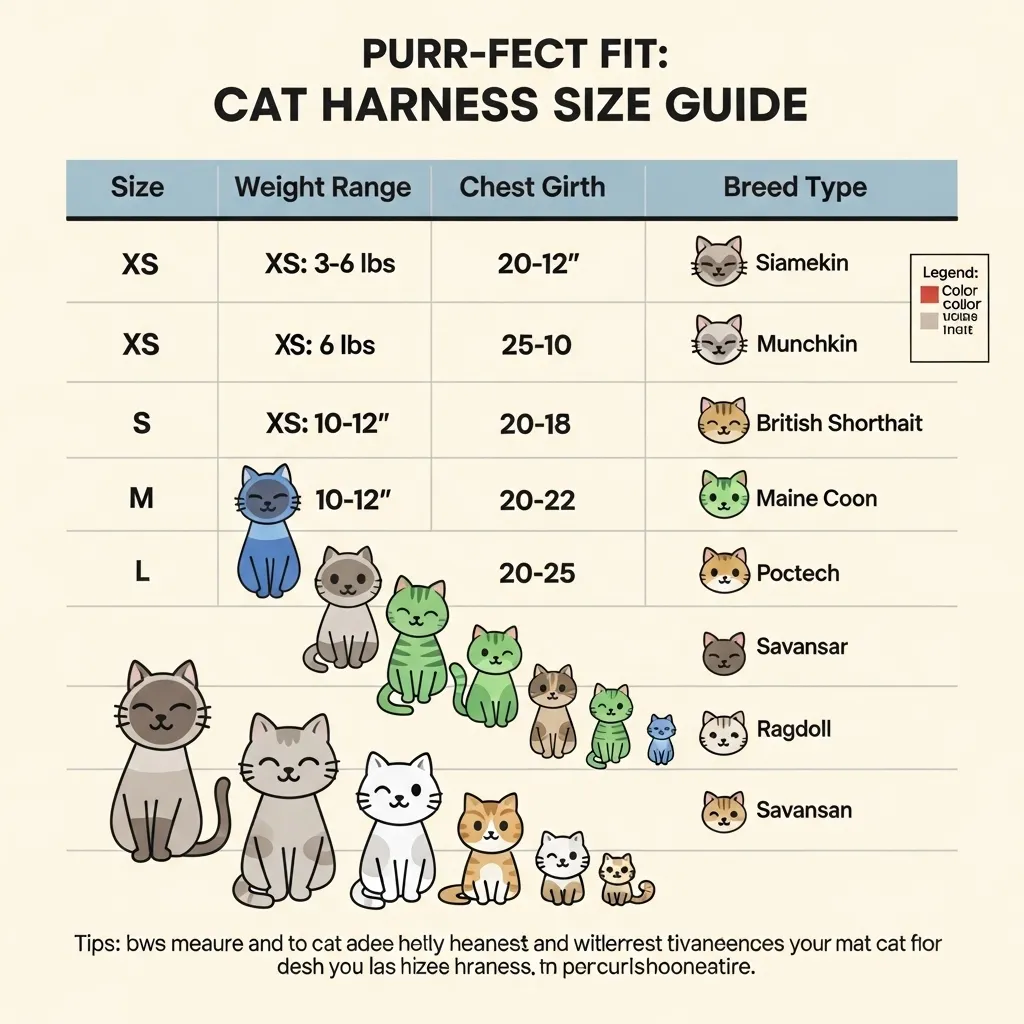 Best cat harness size chart by breed and age – printable guide