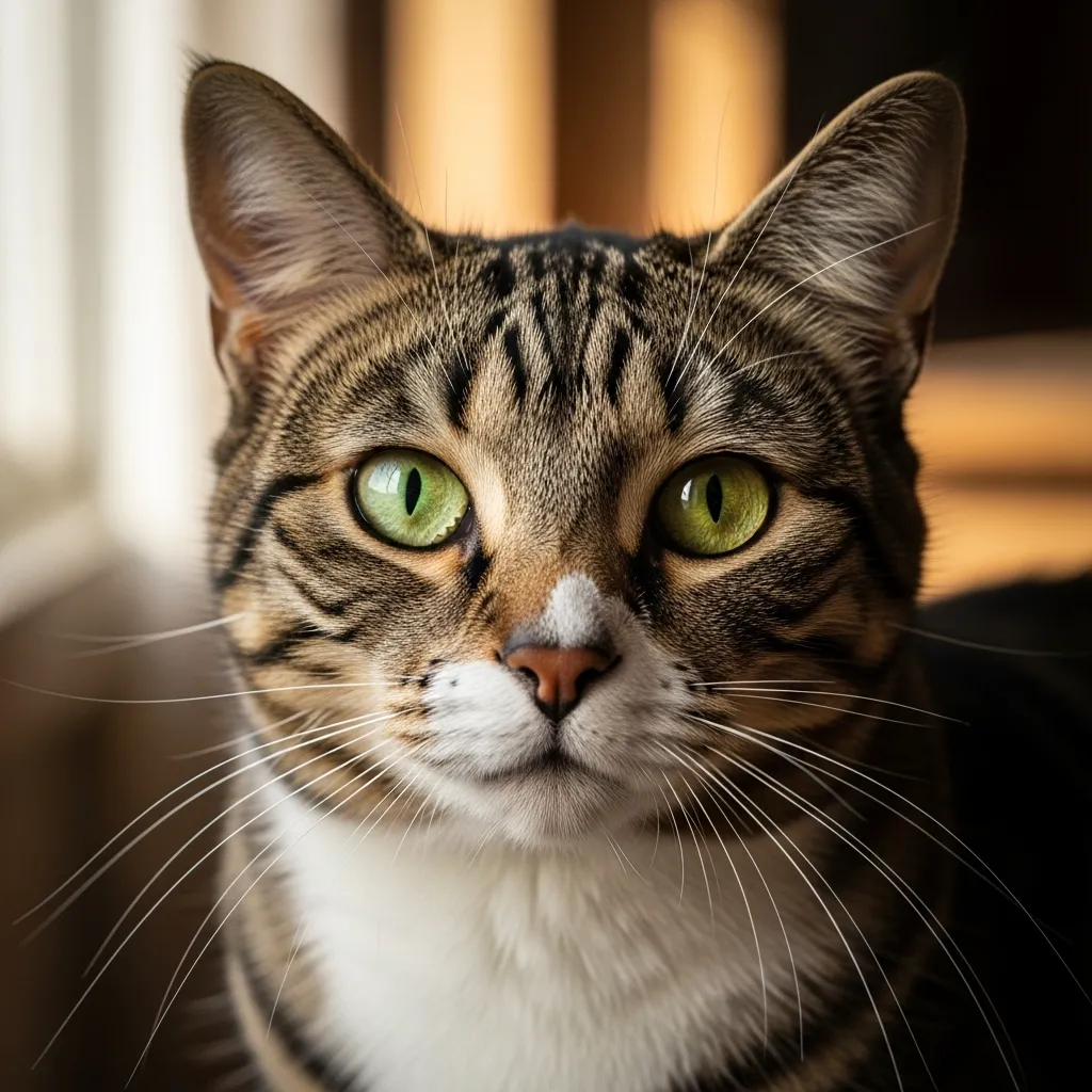 Healthy cat eyes showing normal pupil response – a sign of adequate taurine for cats